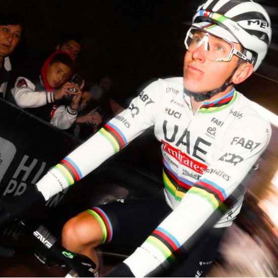 Heren Fietskleding Team UAE 2024 Pissei Shirt met Lange Mouwen - Wereldkampioen