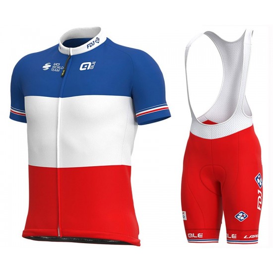 2020 Team FDJ France Champion Fietskleding Set Fietsshirt Met Korte Mouwen+Korte Koersbroek Bib 221KSHI