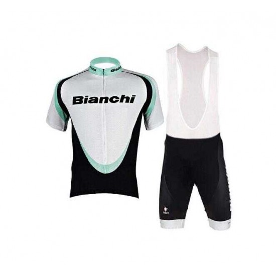2016-2017 Bianchi Fietskleding Set Fietsshirt Met Korte Mouwen+Korte Koersbroek Wit