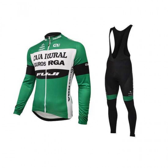 2016 Caja Rural Fietskleding Wielershirt Lange Mouw+Lange Fietsbroeken Bib