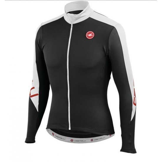 2016 Castelli Klassiek Thermo Wielershirt Lange Mouwen Zwart Wit
