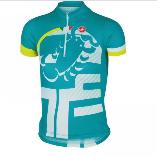 2016 Castelli Kinderen Veleno Wielershirt Korte Mouw Blauw
