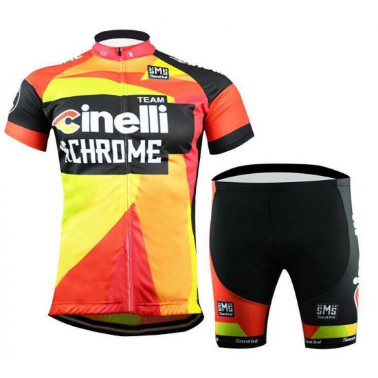 2015 Cinelli Chrome Pro Team Wielerkleding Set Wielershirt Korte Mouwen+Fietsbroek Korte
