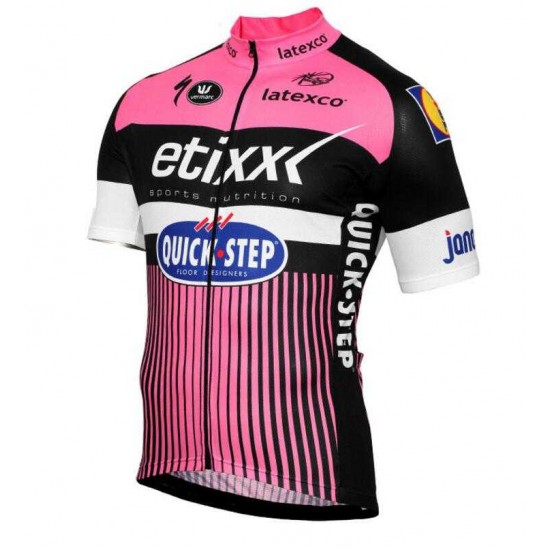 2016 Etixx Quick Step Wielershirt Met Korte Mouwen Roze