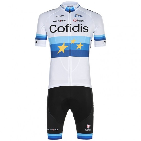Wielerkleding Profteams 2020 COFIDIS EU Champion Elia Viviani Fietskleding Set Wielershirt Korte Mouwen+Fietsbroek Korte Geel