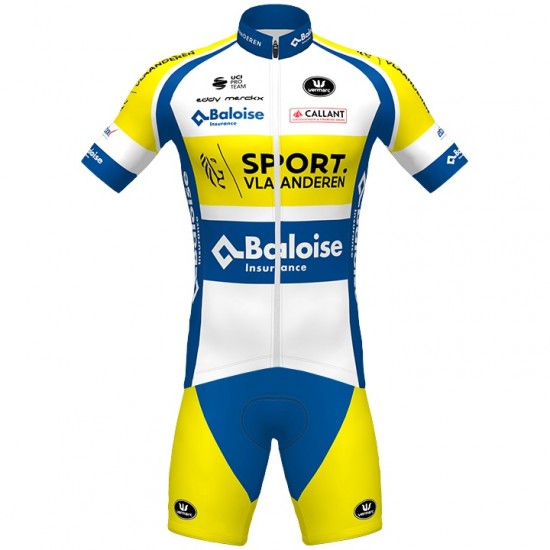 Wielerkleding Profteams 2020 Sport Vlaanderen-Baloise Vermarc Fietskleding Set Wielershirt Korte Mouwen+Fietsbroek Korte Geel