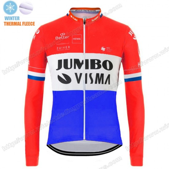 Winter Thermal Fleece Jumbo Visma 2020 Dutch Wielershirts Lange Mouw LSLTQ