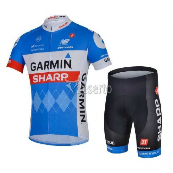 Teams Garmin Sharp 2014 Wielerkleding Set Wielershirts Korte Mouw+Fietsbroek