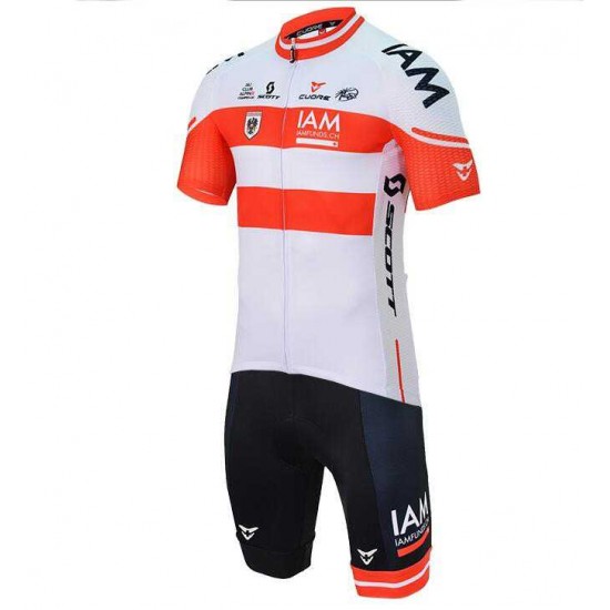 2016 IAM Fietskleding Wielershirt Korte Mouwen+Fietsbroek Korte Rood Wit