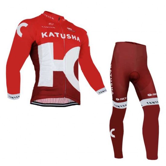 2016 KATUSHA Fietskleding Set Wielershirts Lange Mouw+Lange Wielrenbroek