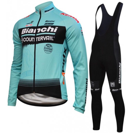 Bianchi Countervail 2018 Fietskleding Set Wielershirt Lange Mouw+Lange Fietsbroeken Bib