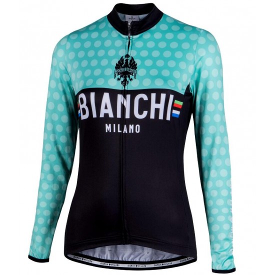 BIANCHI MILANO TERMENO Dames Zwart/Celeste Wielershirt Lange Mouw
