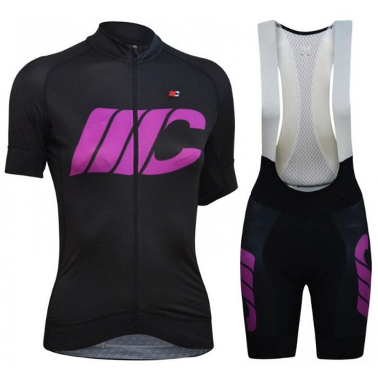Cipollini Prestige Dames Black Violet Fietskleding Set Wielershirt Korte Mouw+Korte Fietsbroeken Bib