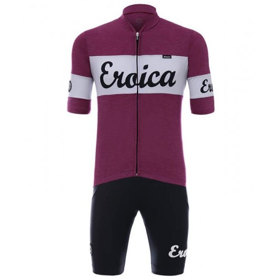 Santini Eroica Vino Fietskleding Set Wielershirt Korte Mouw+Korte Fietsbroeken Bib