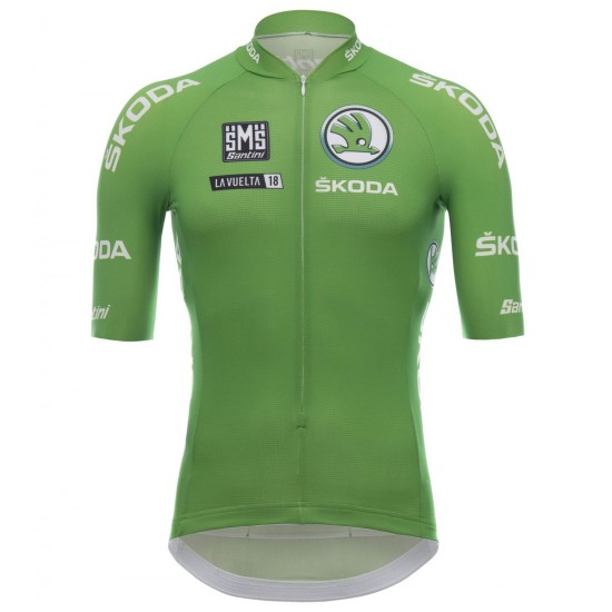 Vuelta Espana 2018 Groen Wielershirt Korte Mouw