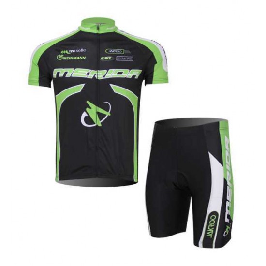 Merida 2014 Wielerkleding Set Wielershirts Korte Mouw+Fietsbroek Zwart Groen