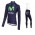 2016 Movistar Wielerkleding Set Wielershirt Lange Mouwen+Lange Fietsbroeken Bib Vliezen Blauw