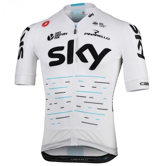 Team Sky 2017 Aero Race Wielershirt Korte Mouw Wit
