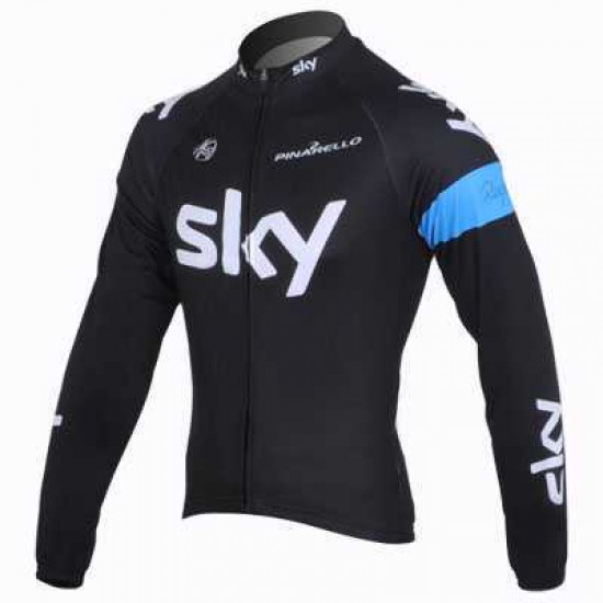 2013 Teams Sky Wielershirt Lange Mouwen Zwart Blauw