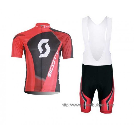 Scott RC Pro Fietskleding Set Fietsshirt Met Korte Mouwen+Korte Koersbroek Rood Zwart II