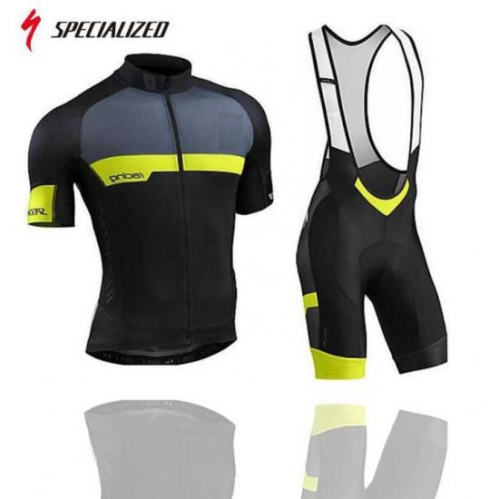 2016 Team Specialized Wielerkleding Set Wielershirt Korte Mouwen+Korte Fietsbroeken Bib Geel Zwart