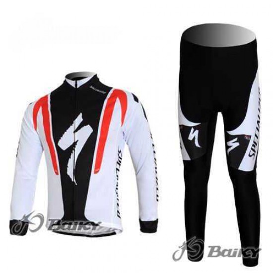 Specialized Pro Team S-Works Wielerkleding Set Wielershirts Lange Mouw+Lange Fietsbroeken Wit Zwart Rood